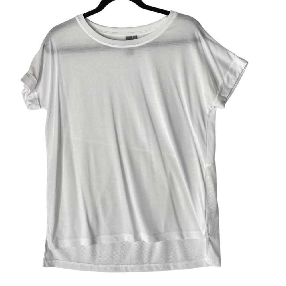 Sweaty Betty White Roll Sleeve Tee with Mesh detail on back Women's size Medium